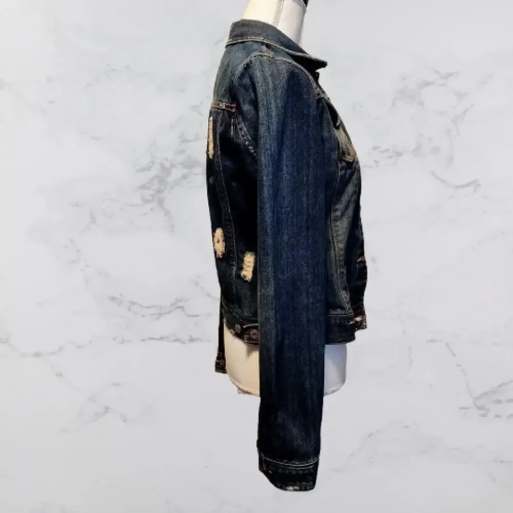 Hollister Cali HCO Skull Crossbones Denim Jean Jacket Medium